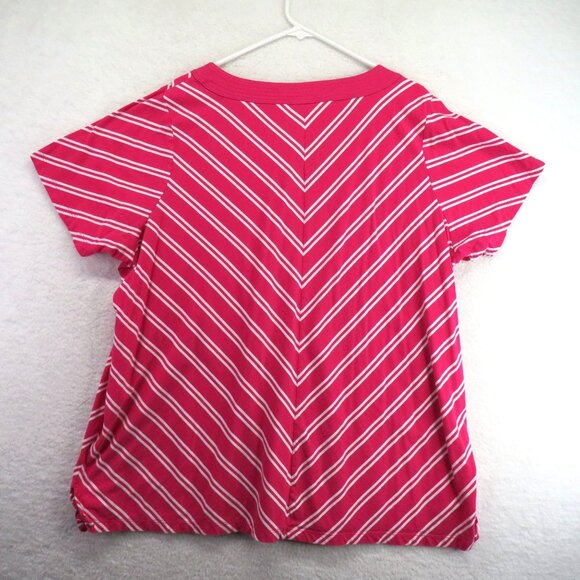 Lands End Shirt Womens Size 3X Pink White Striped V Neck Short Sleeve Tee - Picture 3 of 8